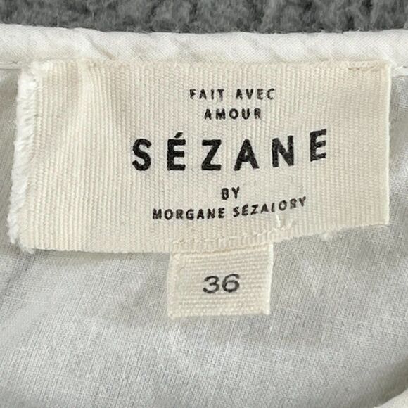 Sezane Pali Embroidered Dress White lace boho intricate short sleeve mini - Picture 15 of 16